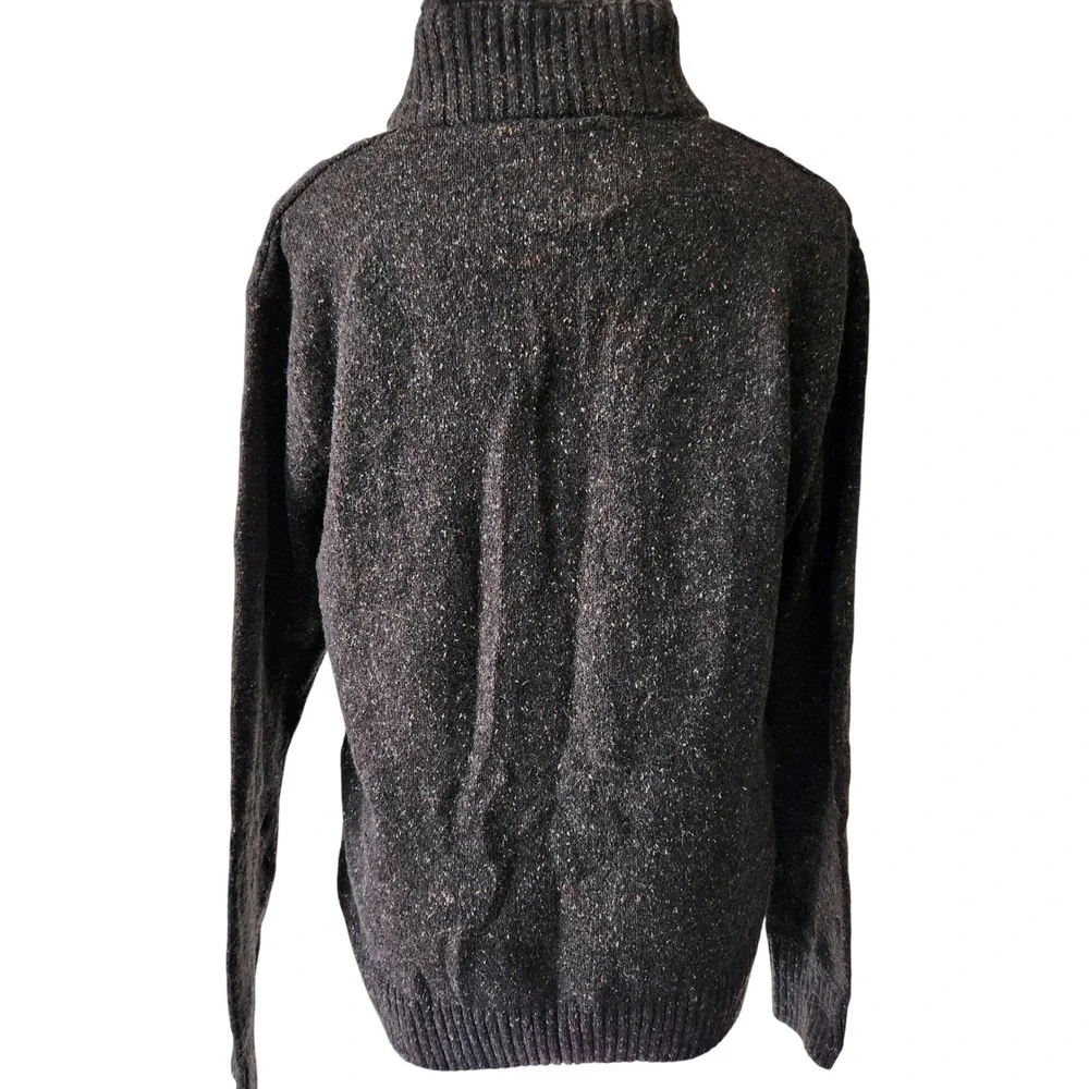Buckle Black Men’s Cable Knit Mock Neck Sweater Size L‎ Gray Wool Blend